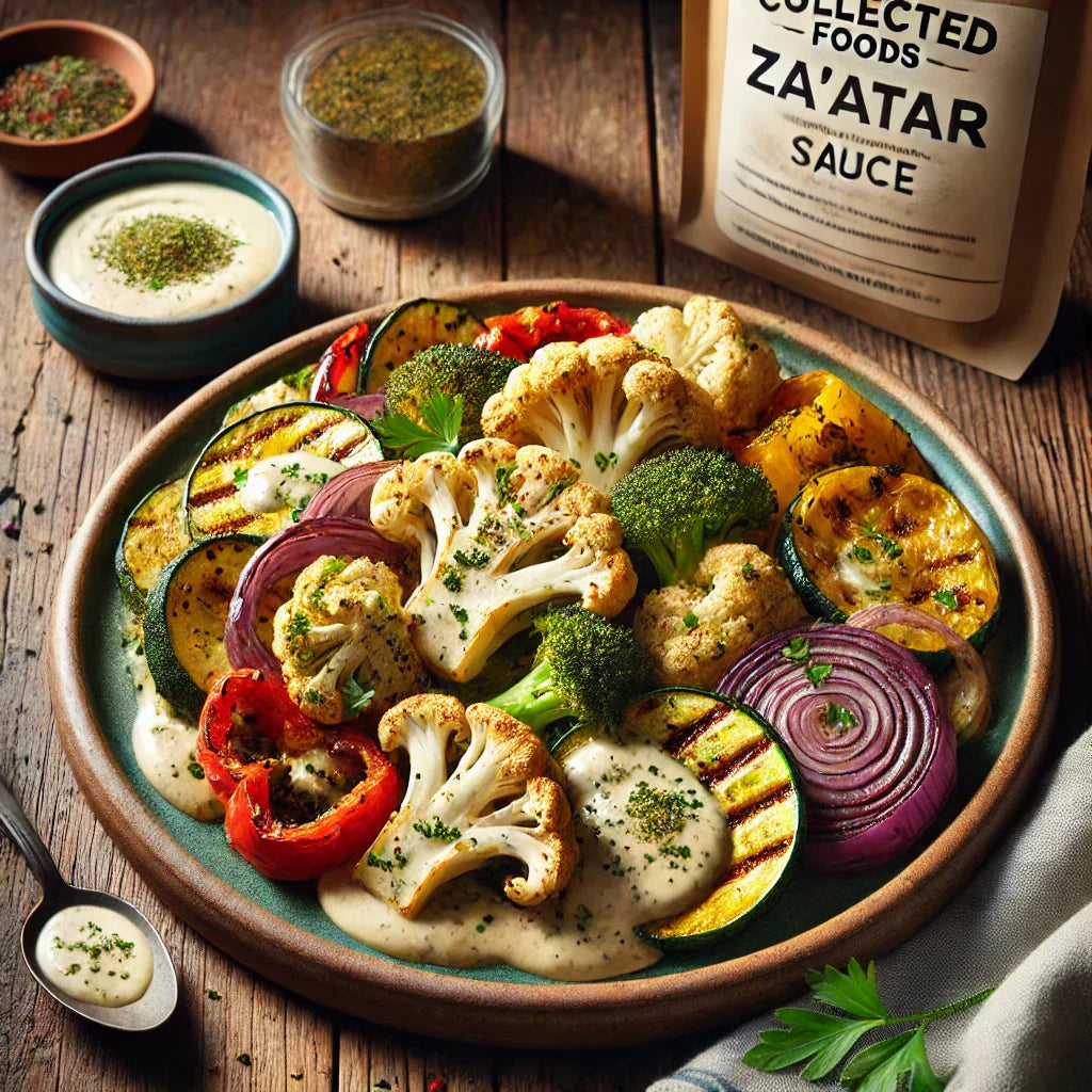 Zaatar Roasted Vegetables With Lemon Tahini Drizzle Collected Foods zaatar-roasted-vegetables-with-lemon-tahini-drizzle-collected-foods