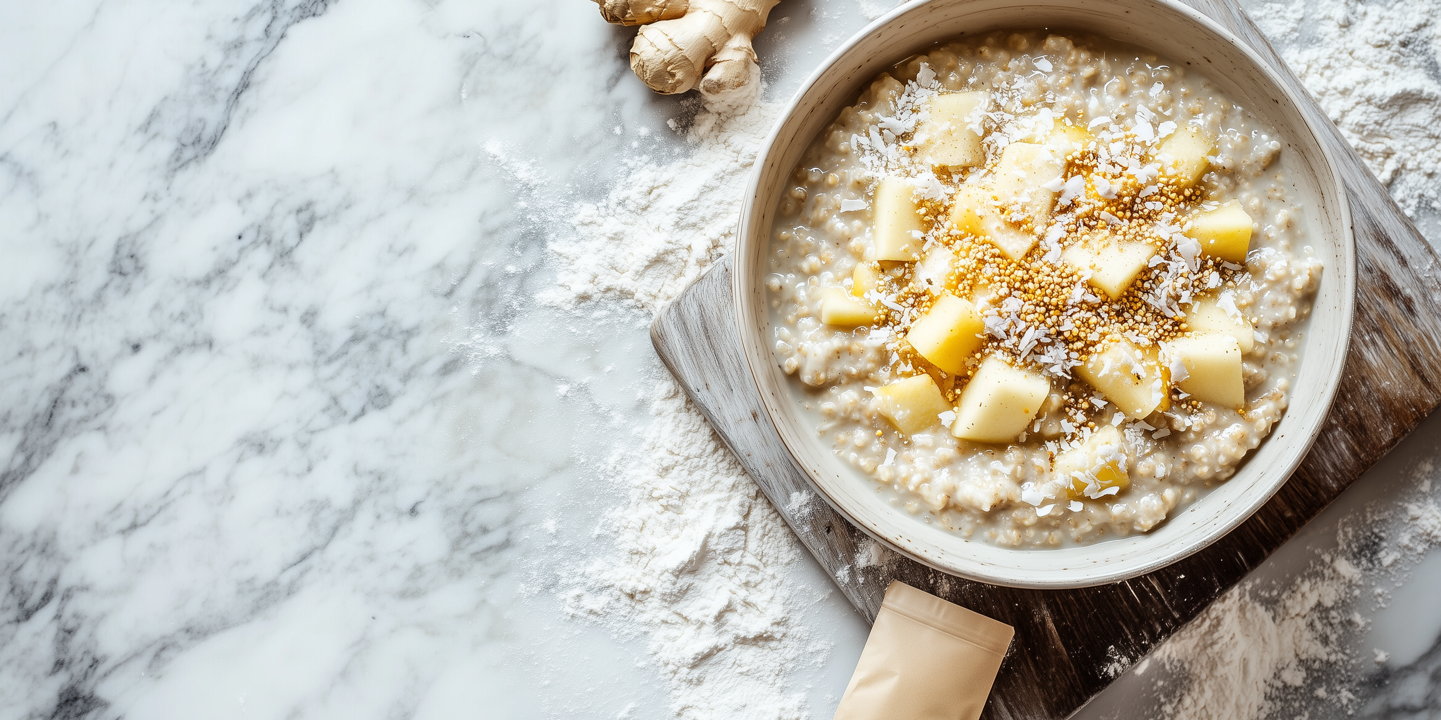 5-Grain Porridge with Bee Pollen, Apples, and Coconut