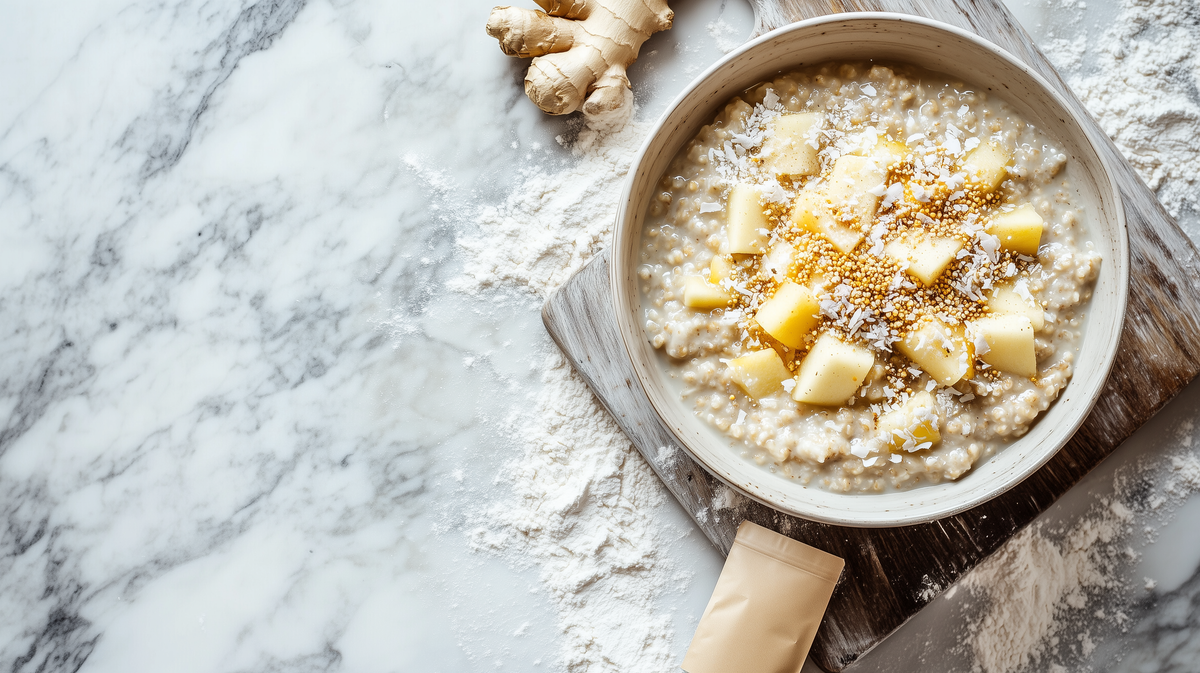 5-Grain Porridge with Bee Pollen, Apples, and Coconut