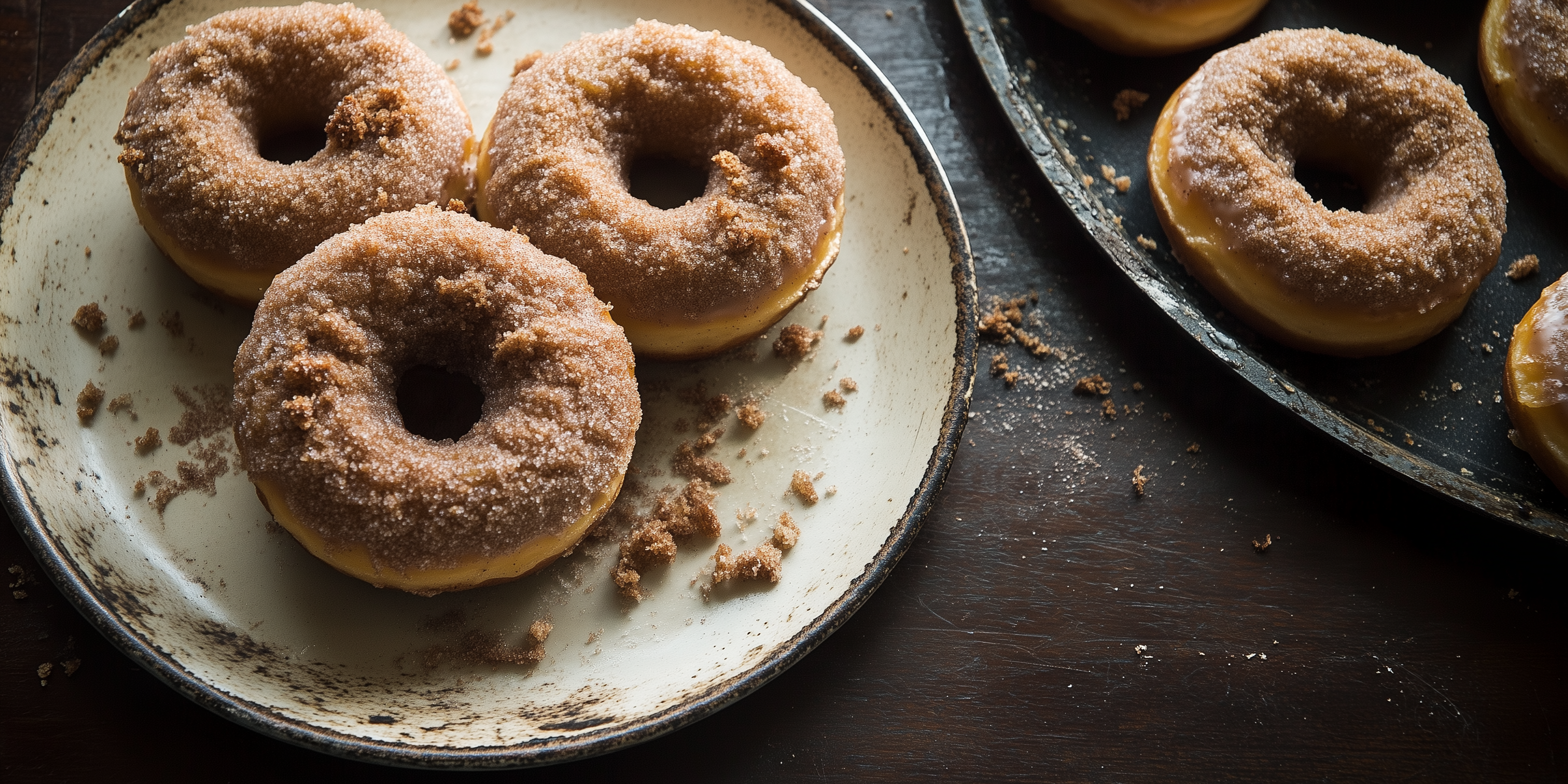 Baked Cinnamon Crunch Apple Cider Doughnuts