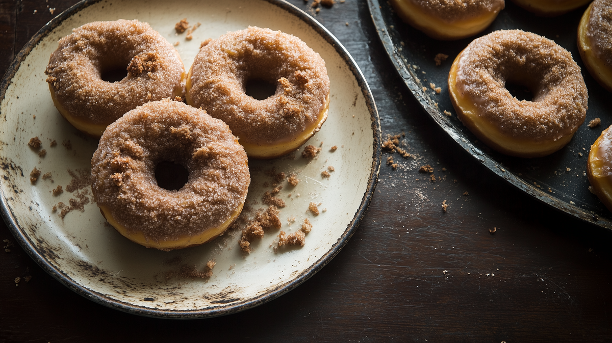 Baked Cinnamon Crunch Apple Cider Doughnuts