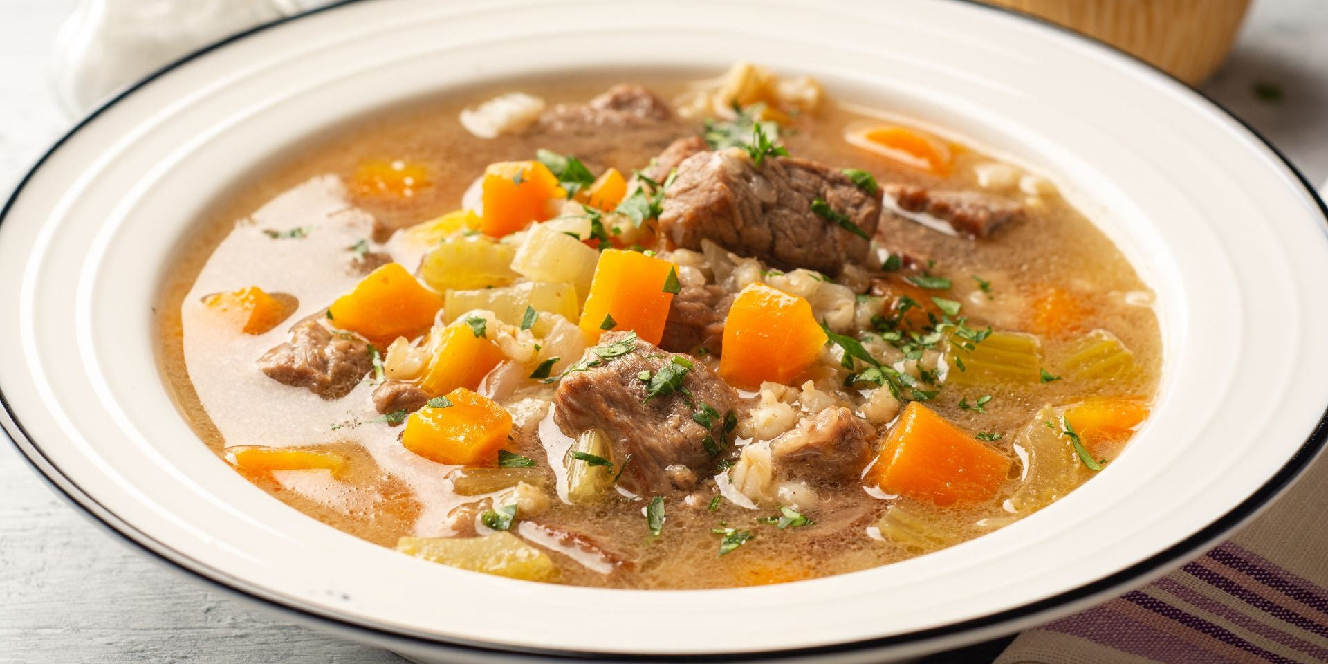 Beef Barley Soup with Lemon