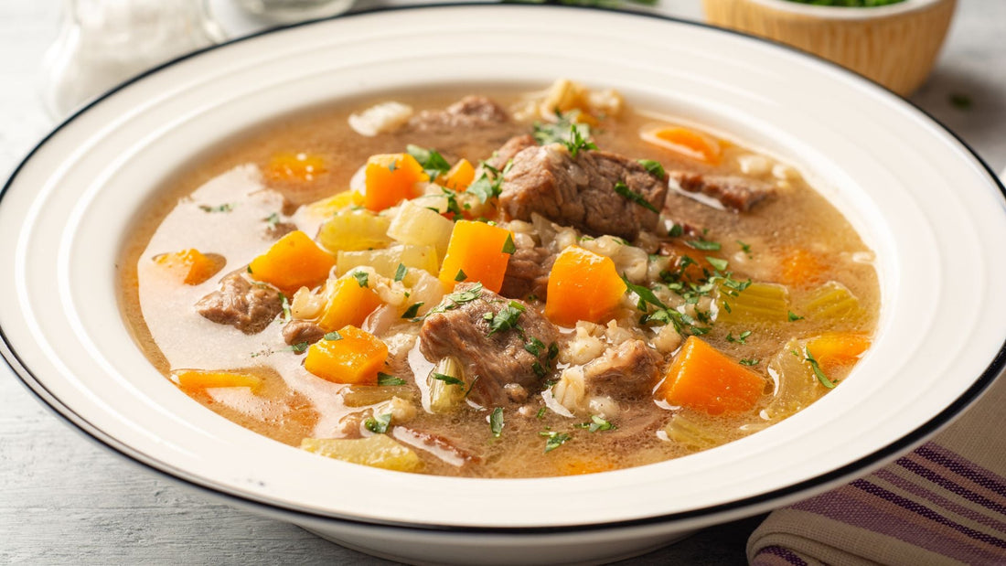 Beef Barley Soup with Lemon