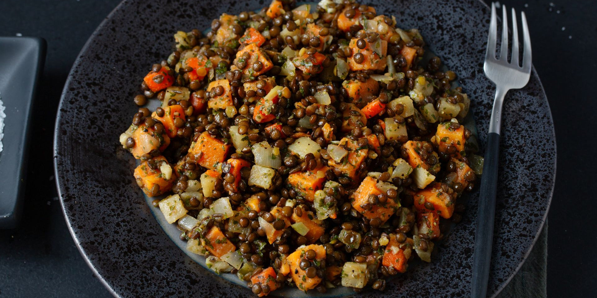 Black Lentil and Harissa Veggie Bowl