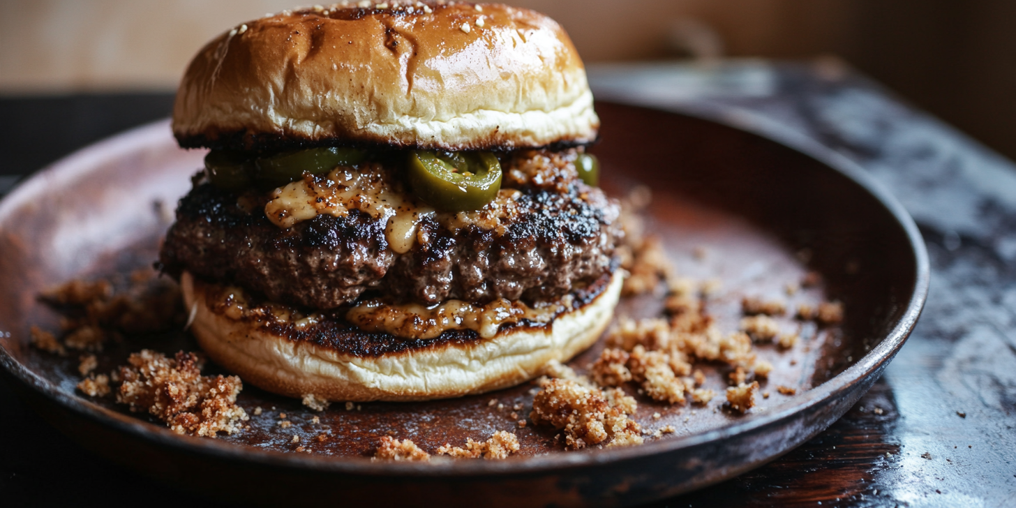 Coffee-Rub Jalapeño Smash Burgers
