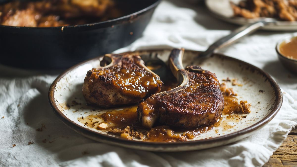 Coffee-Rubbed Pork Chops with Apple Butter