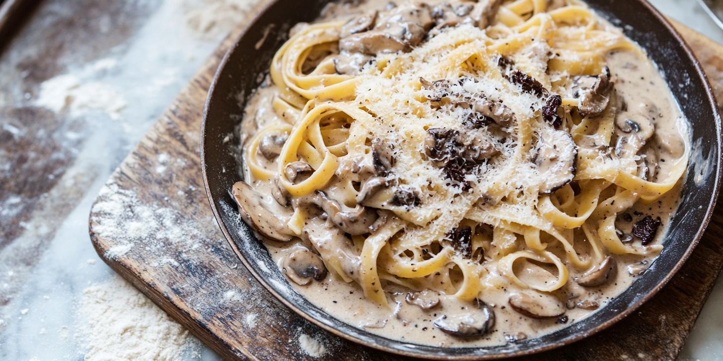 Creamy Mushroom Pasta with Dried Mushroom Broth