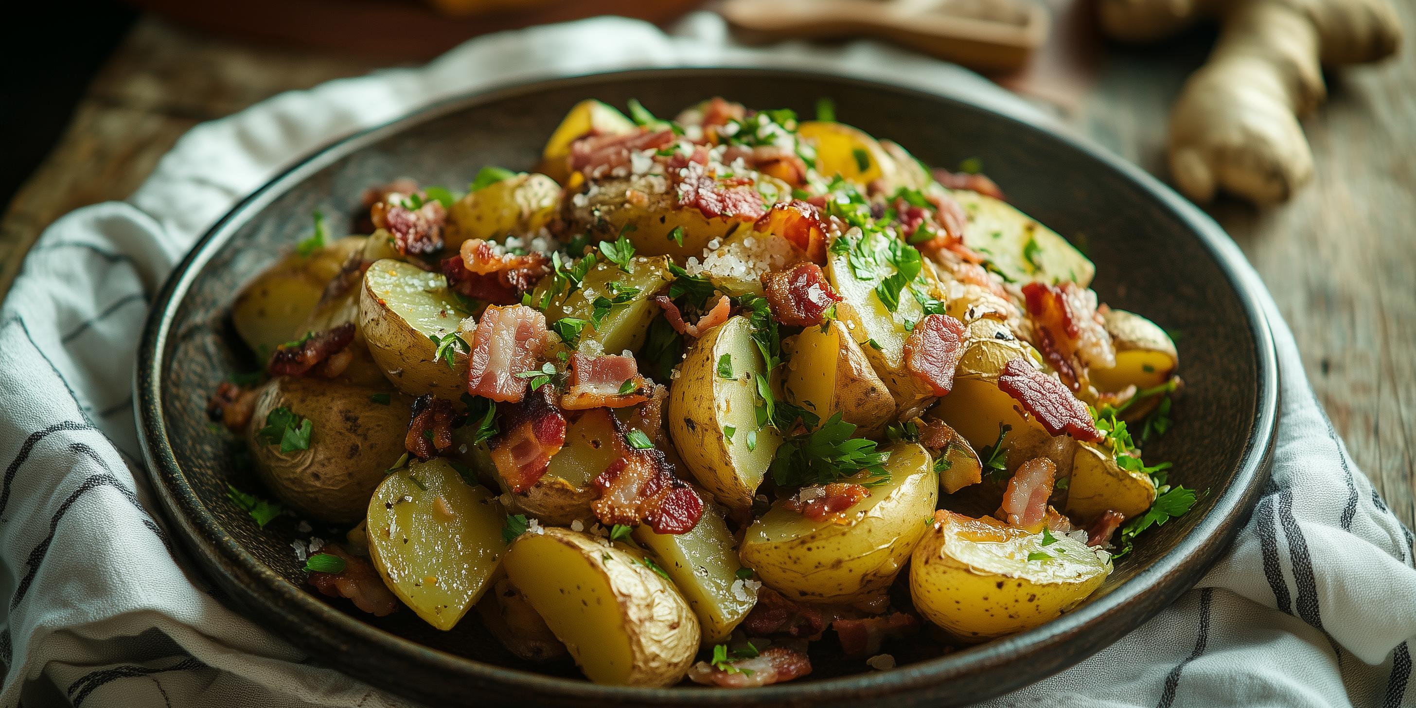 Crispy Potato Salad, Bacon-Salt Finish