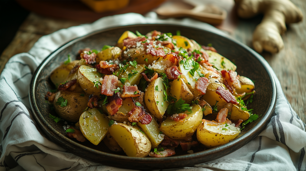 Crispy Potato Salad, Bacon-Salt Finish
