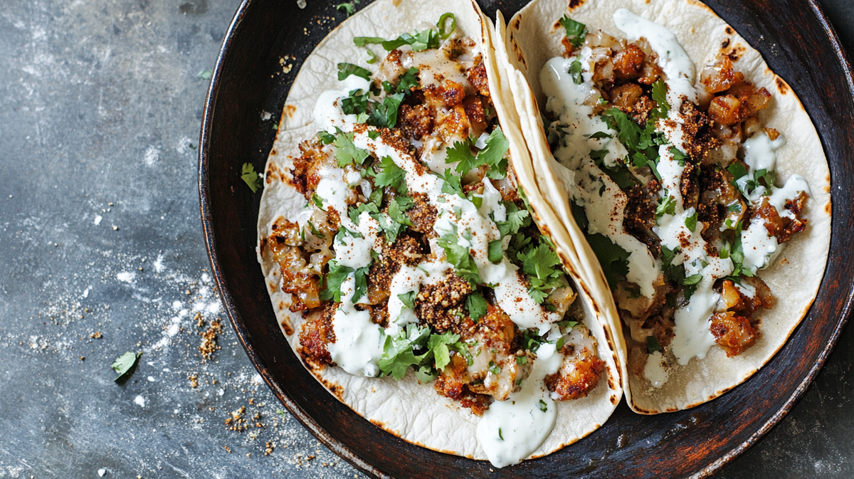 Garlic Aleppo Crema Tacos