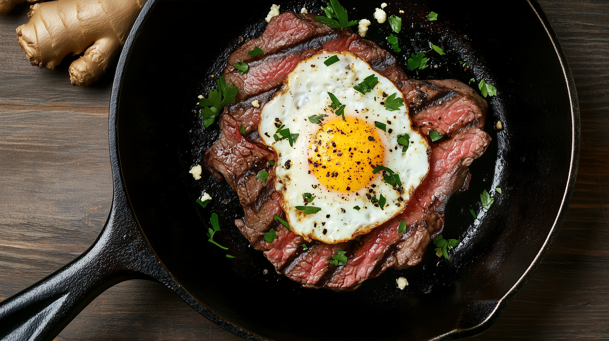 Grilled Tuscan Steak with Fried Egg & Goat Cheese