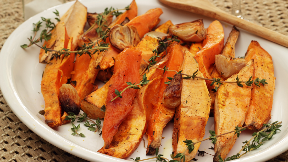 Harissa Roasted Sweet Potatoes - Collected Foods