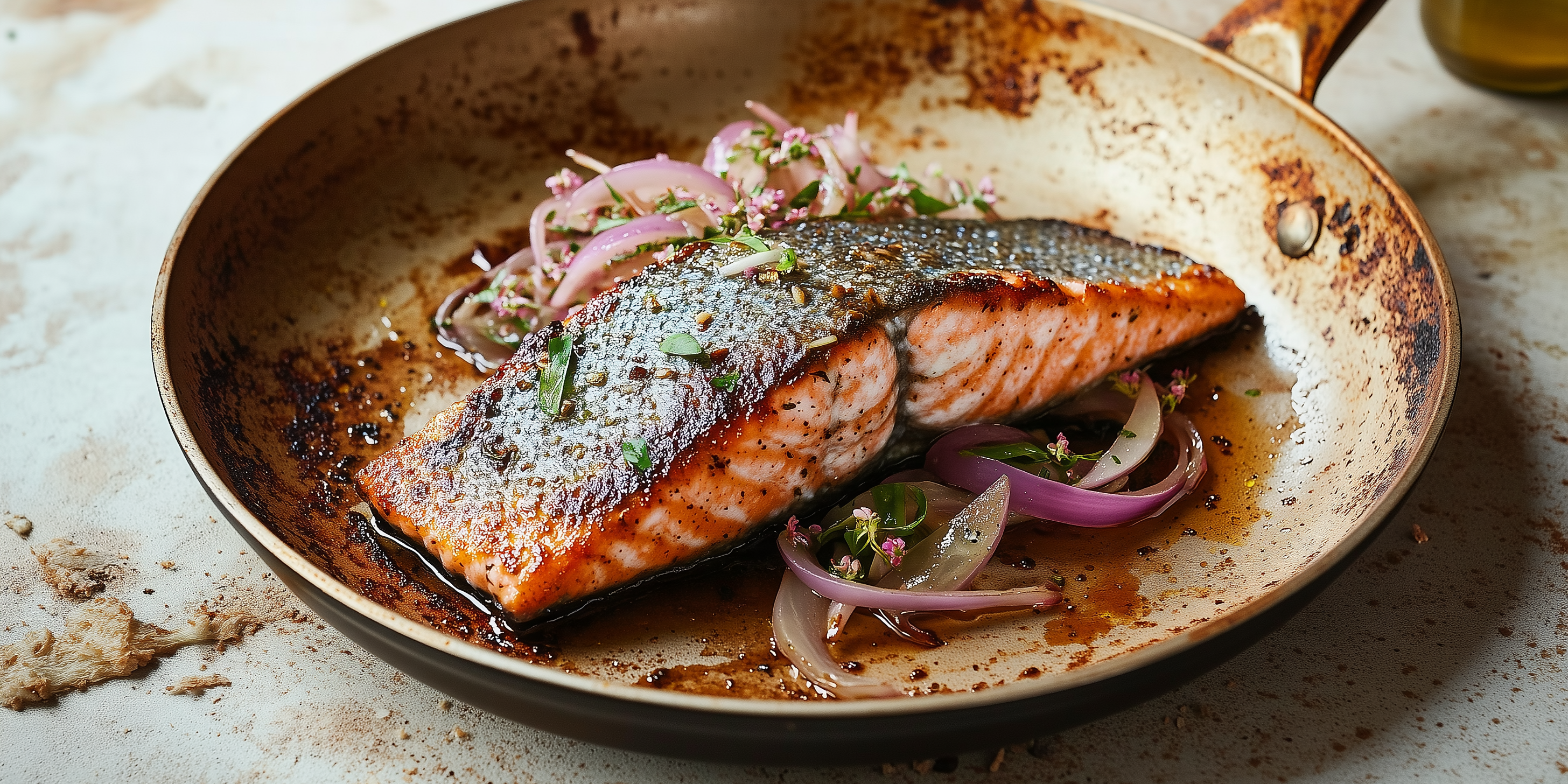 Pan-Fried Salmon with Gochugaru Spring Onion Salad