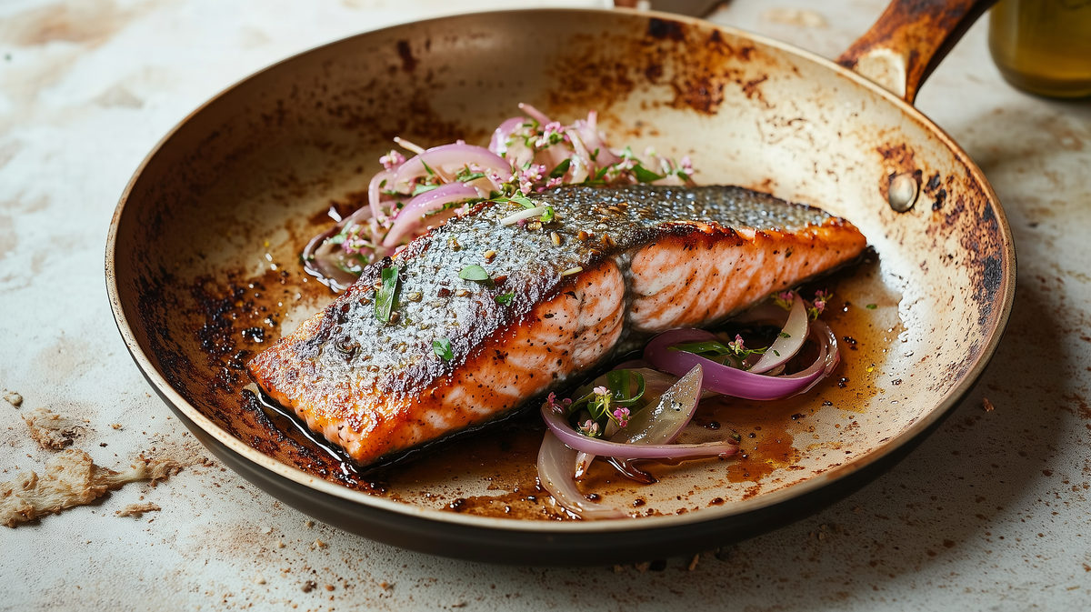 Pan-Fried Salmon with Gochugaru Spring Onion Salad