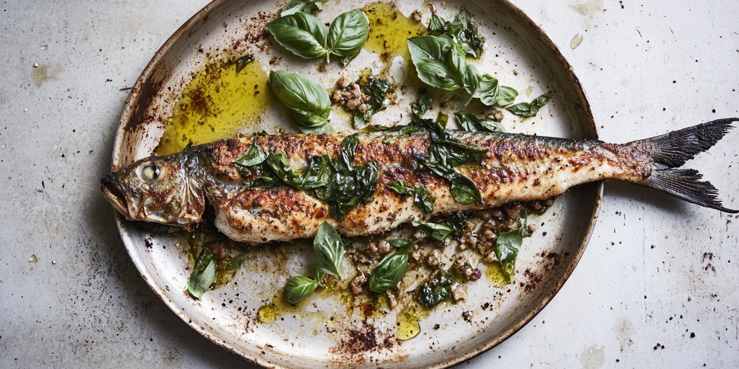 Roasted Branzino with Basil & Aleppo Pepper