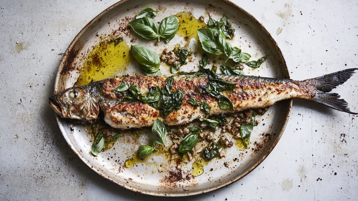 Roasted Branzino with Basil & Aleppo Pepper