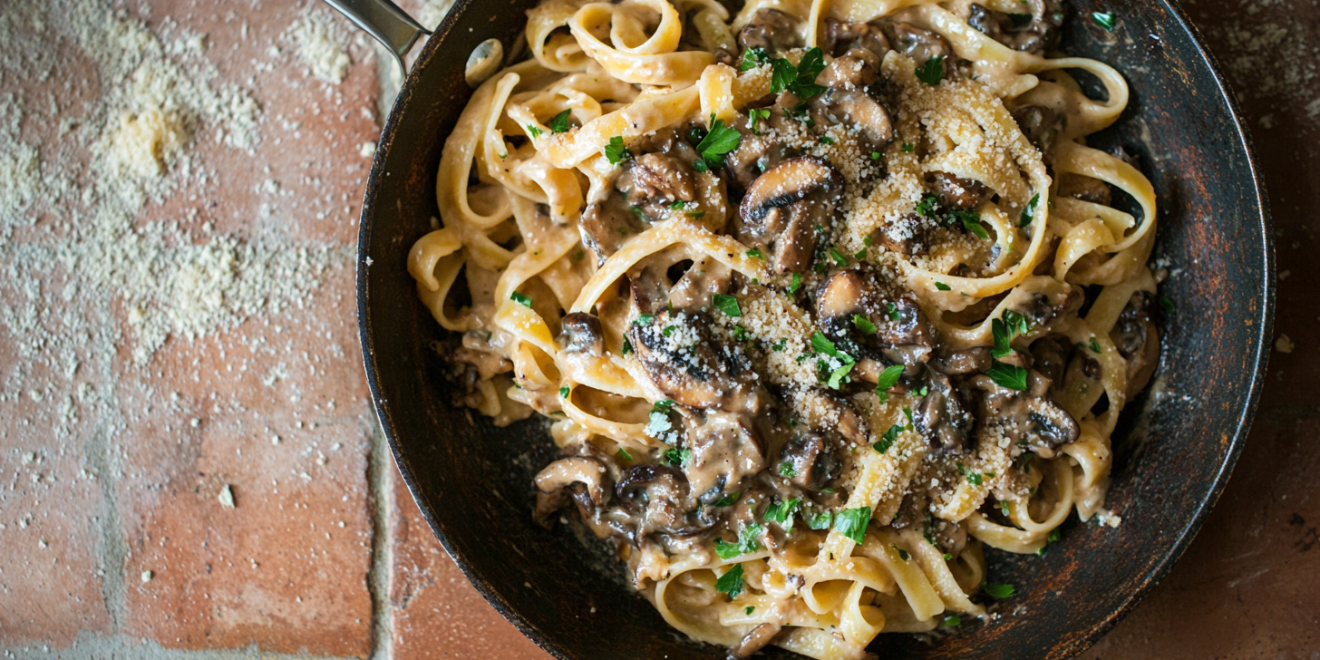 Saucy-Glossy Mushroom Pasta