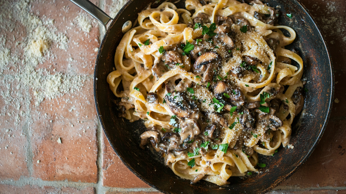 Saucy-Glossy Mushroom Pasta