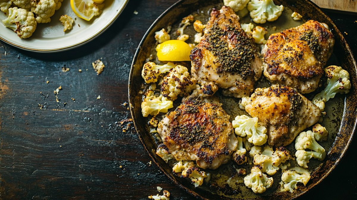 Sheet-Pan Za’atar Chicken with Lemon & Cauliflower