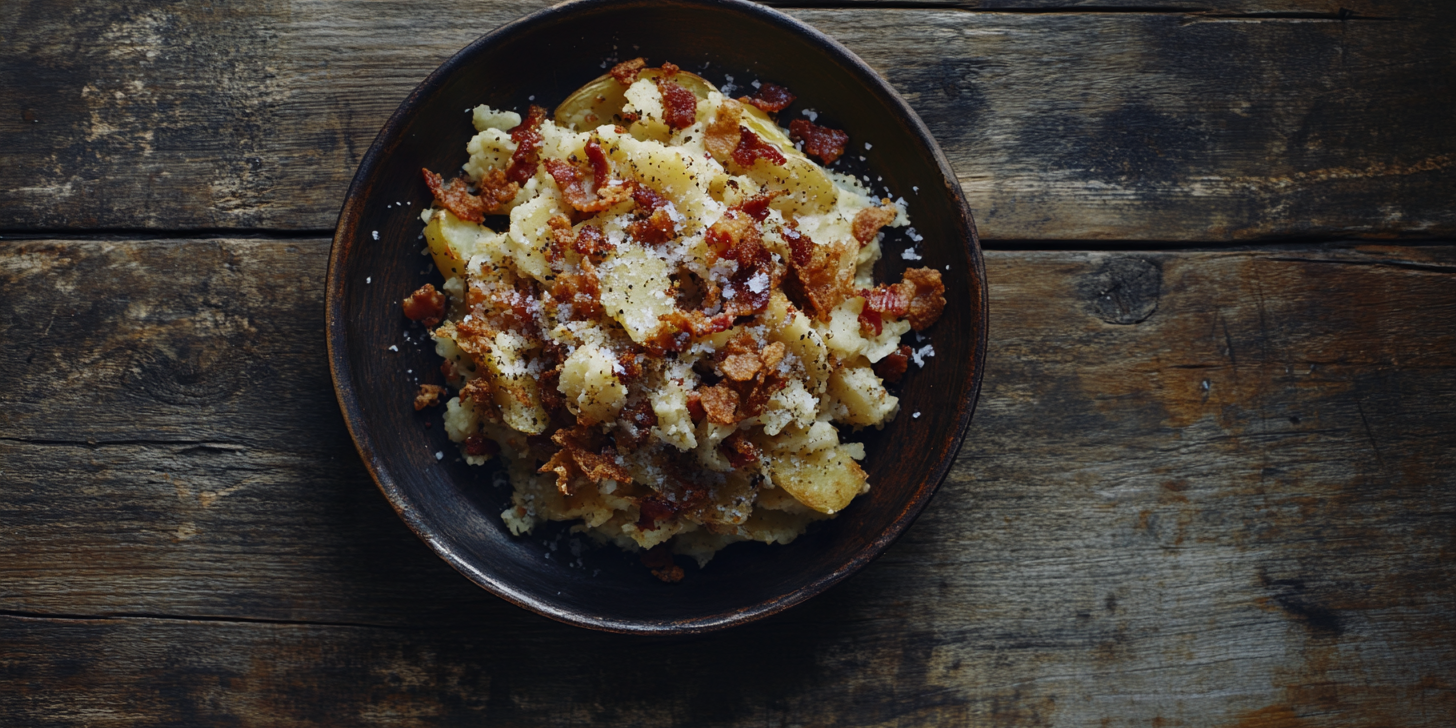 Smashed & Loaded Crispy Potatoes, Bacon Salt
