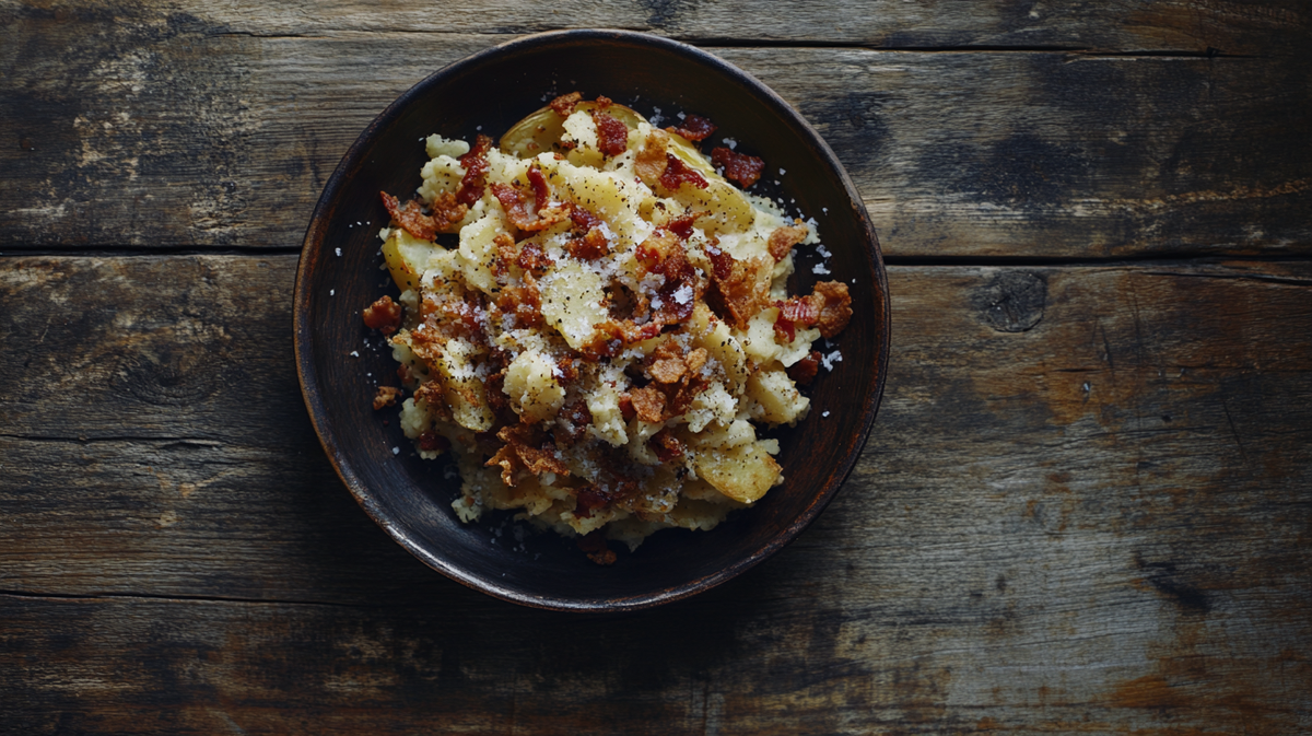 Smashed & Loaded Crispy Potatoes, Bacon Salt