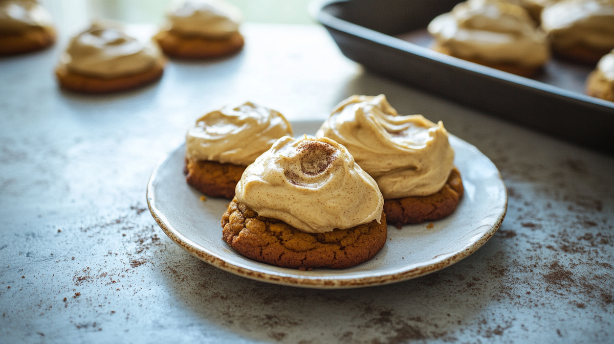 Soft Pumpkin Sugar Cookies with Cinnamon Brown Butter Frosting