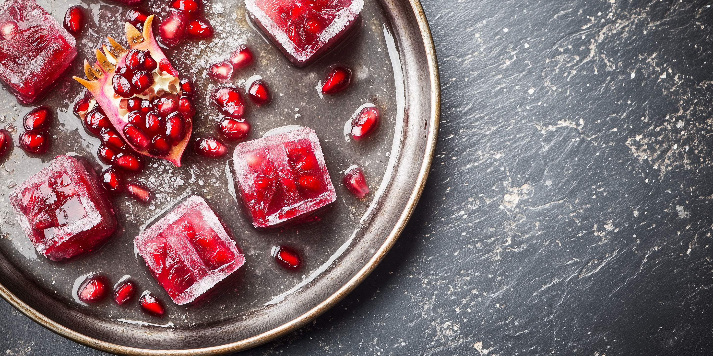 Spiced Pomegranate Mimosa Ice Cubes