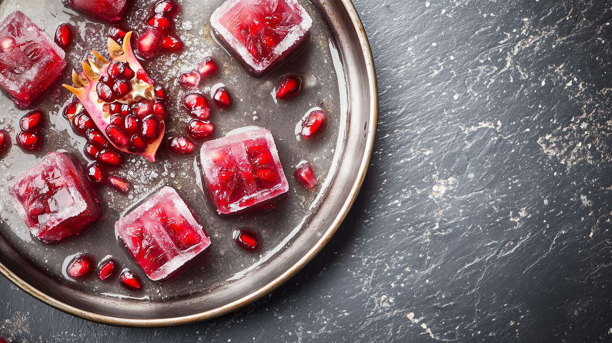 Spiced Pomegranate Mimosa Ice Cubes
