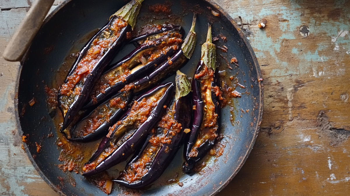 Sticky Spicy Aubergines with Rose Harissa