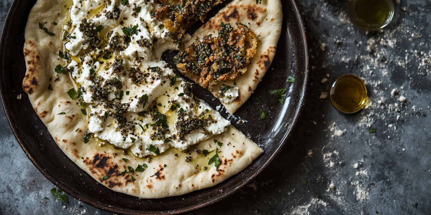 Whipped Feta with Za’atar Fried Pita