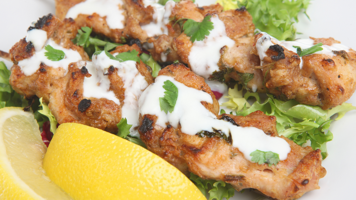 Yogurt Marinated Chicken Kebabs with Aleppo Pepper