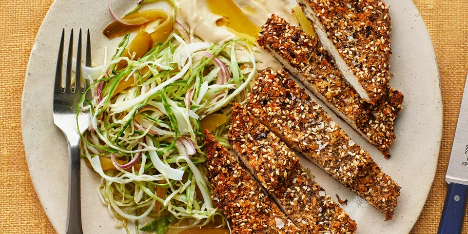 Za’atar Chicken Cutlets with Cabbage Salad