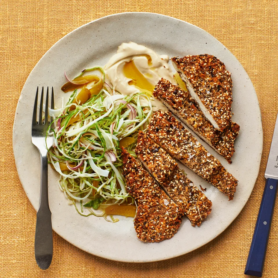 Za’atar Chicken Cutlets with Cabbage Salad - Collected Foods
