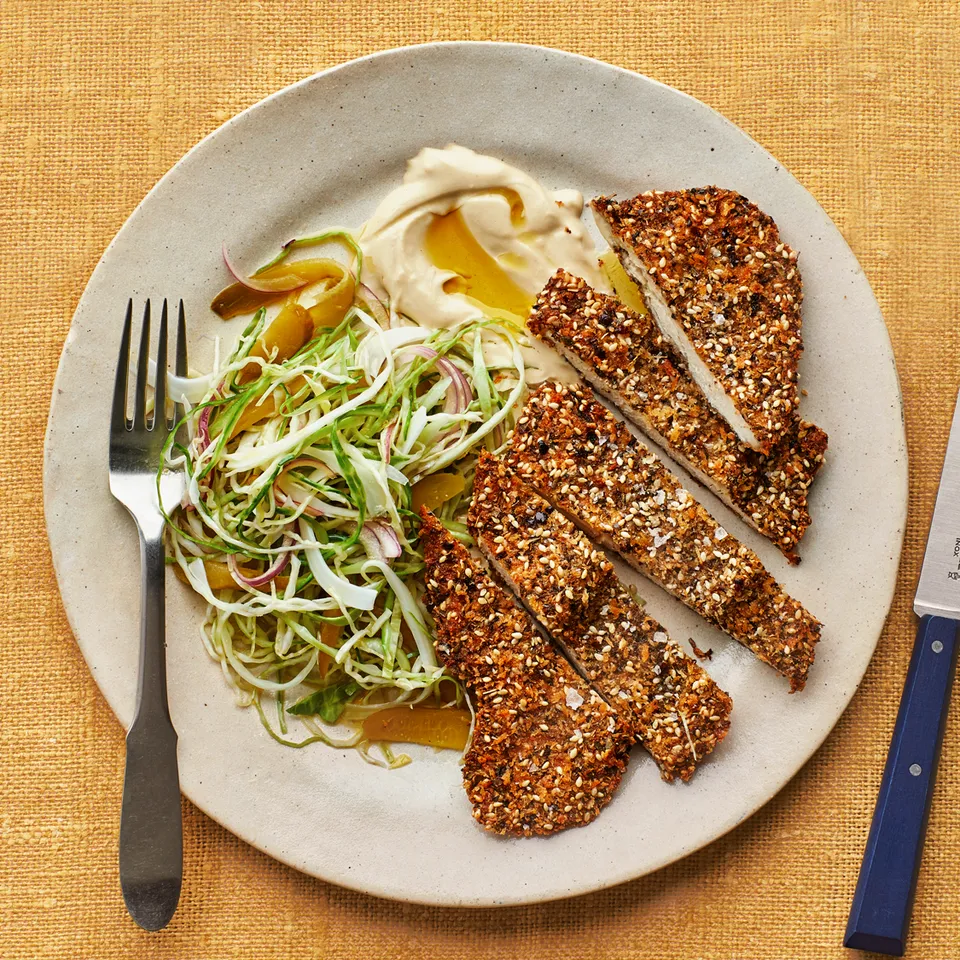 Za’atar Chicken Cutlets with Cabbage Salad