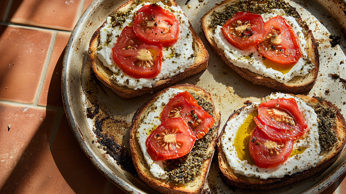 Za’atar Labneh Toast with Tomato & Olive Oil